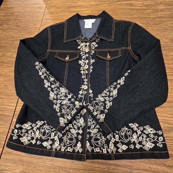 GREAT CAVALIER Women's Vintage Bedazzled Denim L/S Jacket - Size Medium - Picture 7 of 15